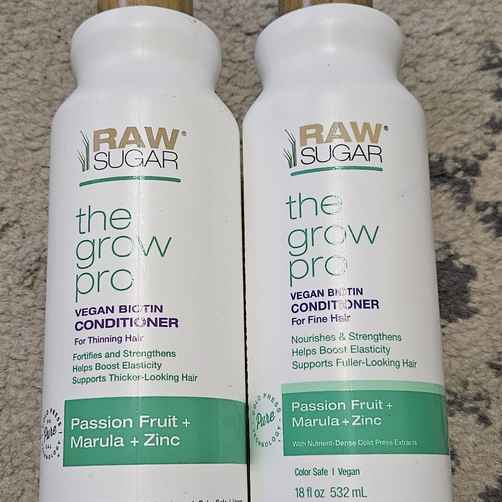 (2) RawSugar The Grow Pro Vegan Biotin Conditioner For Thinning Hair 18 Fl Oz